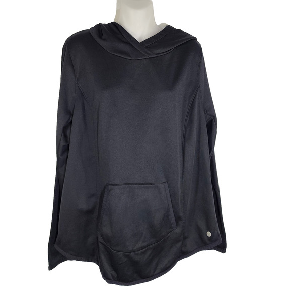 Livi Active Womens Sweatshirt Black Fleece Hooded Pullover Pockets Thumbholes 14 - Picture 1 of 10